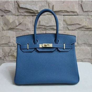Hermes Birkin 30cm Togo leather Handbag blue gold