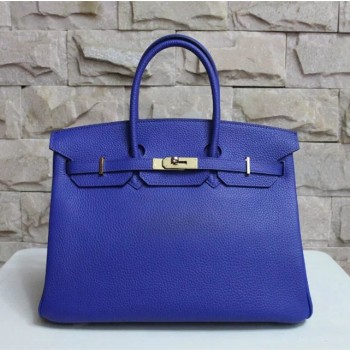 Hermes Birkin 35cm Togo leather Handbag electric blue gold