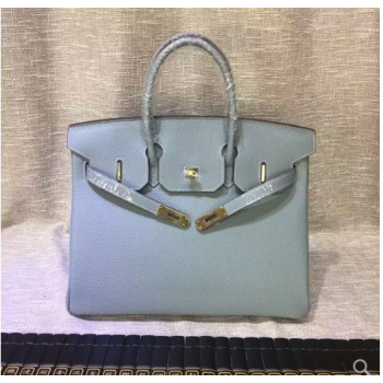 Hermes Birkin 35cm Togo leather Handbags Blue Lin Gold