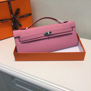 Hermes Kelly Cut 31cm Epsom Leather Clutch Pink