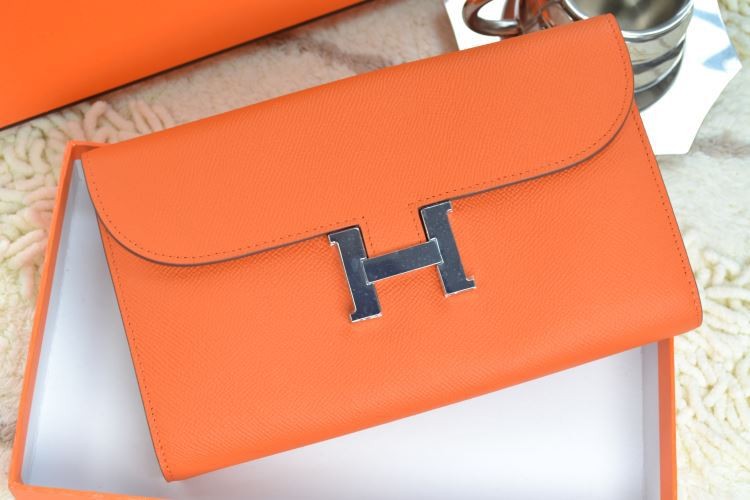 Hermes H Wallet Orange Silver