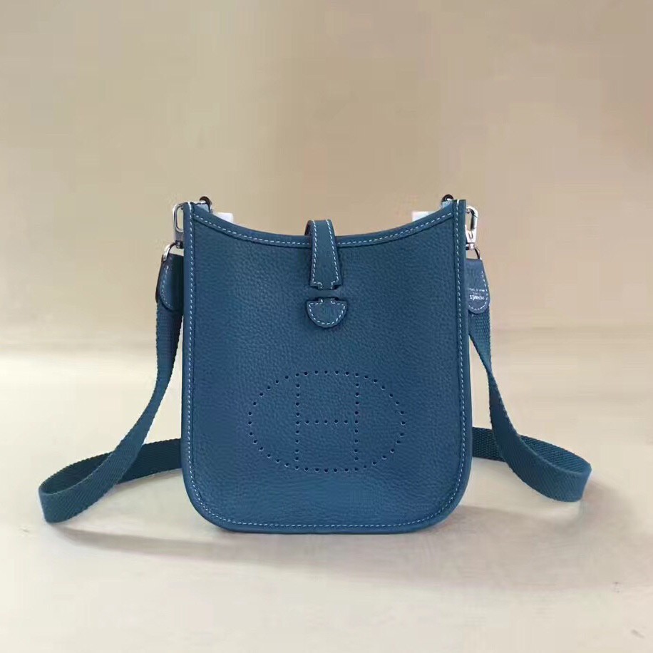 HERMES Togo Leather Blue Paradise Evelyne Mini Bag-MTSJ11981
