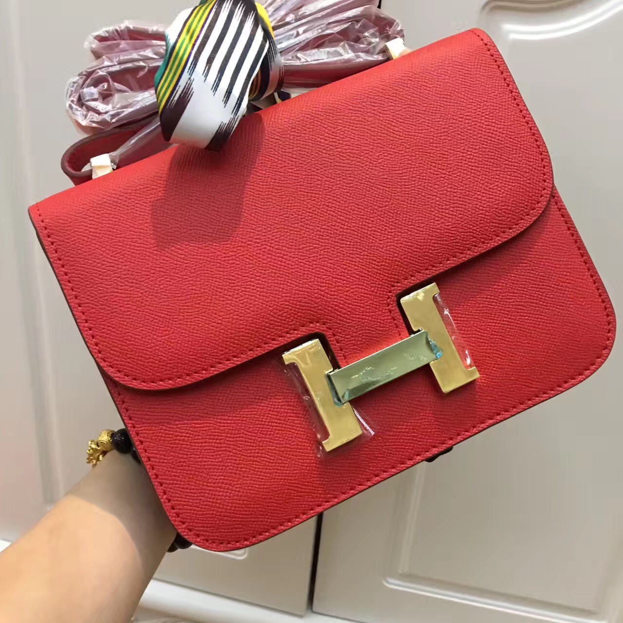 Hermes Constance Bag 23cm Epsom Leather Red Gold