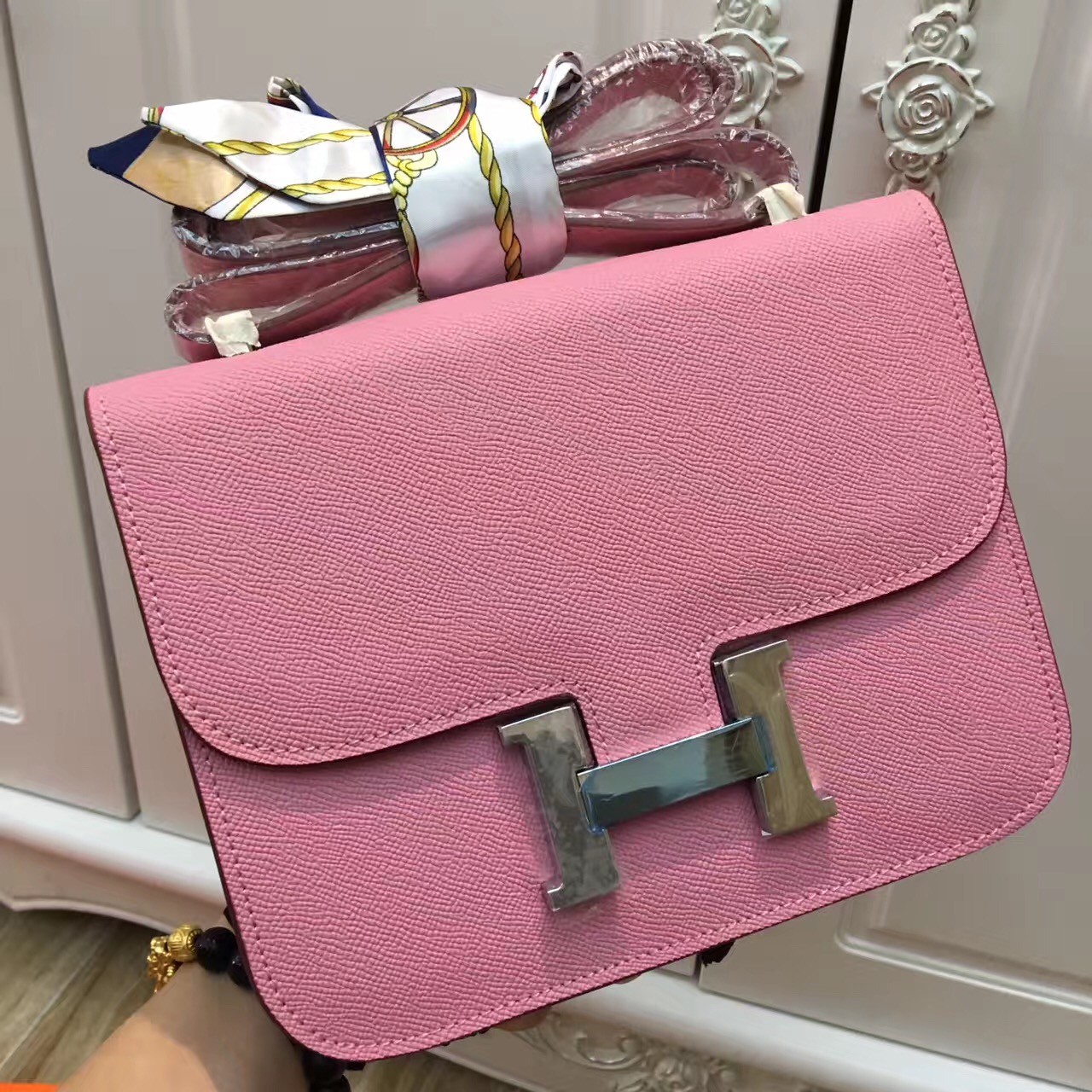 Hermes pink constance bag on sale