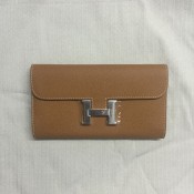 Hermes Epsom Leather Wallet Camel Silver
