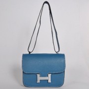Hermes Constance Bag 23cm Togo Leather Blue Silver