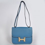 Hermes Constance Bag 23cm Togo Leather Blue Gold