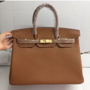 Hermes Birkin 35cm cattle skin vein Handbags light coffee golden
