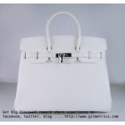 Hermes Birkin 35cm Togo leather Handbags white silver