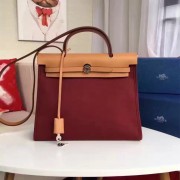 Hermes Herbag 31cm Burgundy Canvas Bag