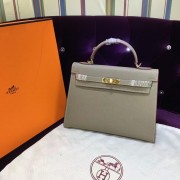Hermes Kelly 32cm Epsom Leather Handbag elephant grey gold