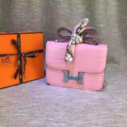 Hermes Constance 23cm Croco Leather Pink