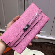 Hermes Kelly Wallet Togo Leather Pink