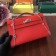 Hermes Mini Kelly 22cm Epsom Leather Red Silver With Chain Strap