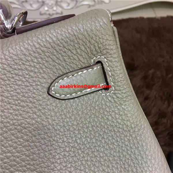 Hermes Kelly 32cm Togo leather handbag elephant grey silver