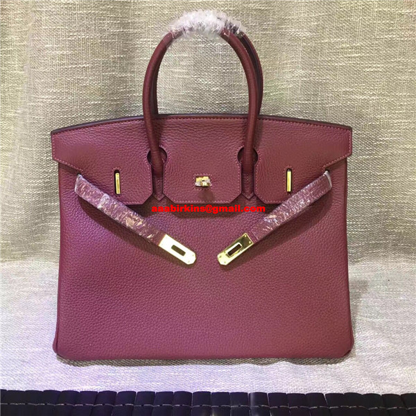 Hermes Birkin 30cm Togo leather Handbag burgundy gold