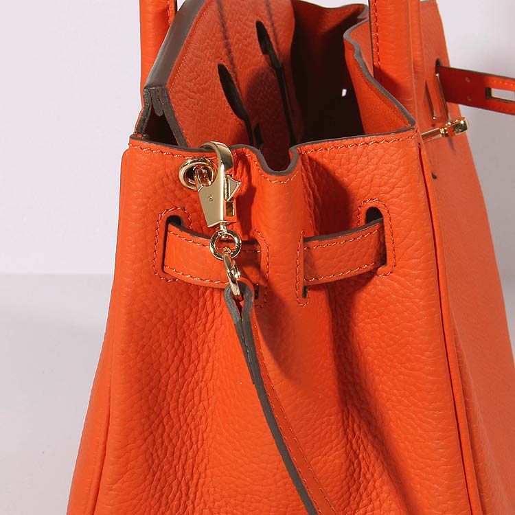 Hermes 30cm Birkin Bag Togo Leather with Strap Orange Gold