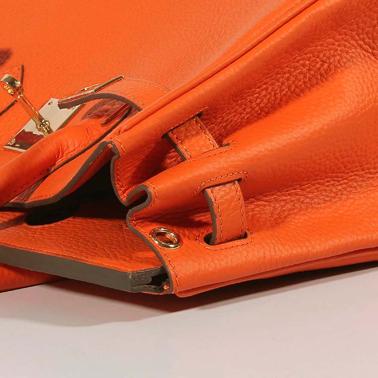 Hermes 30cm Birkin Bag Togo Leather with Strap Orange Gold