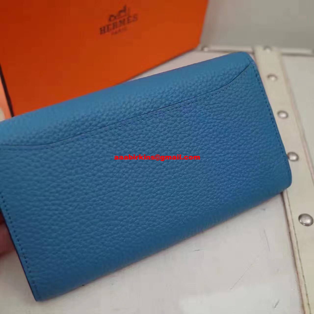 Hermes Constance Wallet Togo Leather Blue