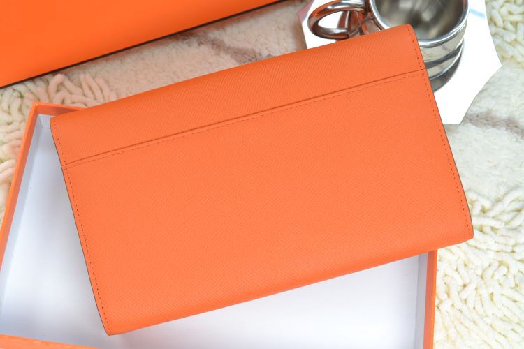 Hermes H Wallet Orange Silver