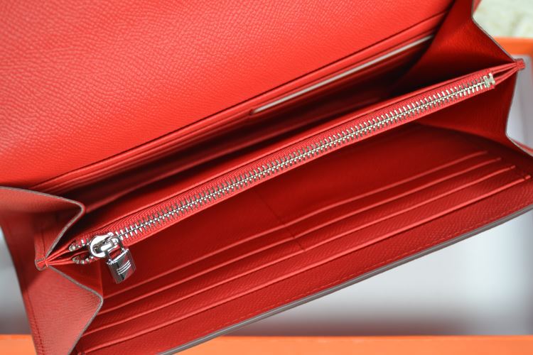 Hermes H Wallet Red Silver