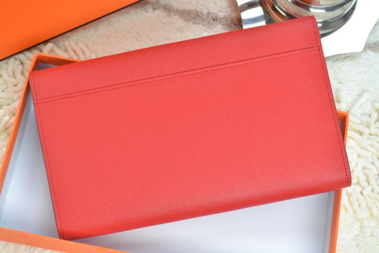 Hermes H Wallet Red Silver