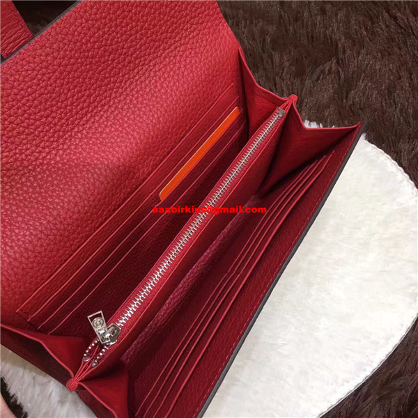 Hermes Jige Wallet Togo Leather Red