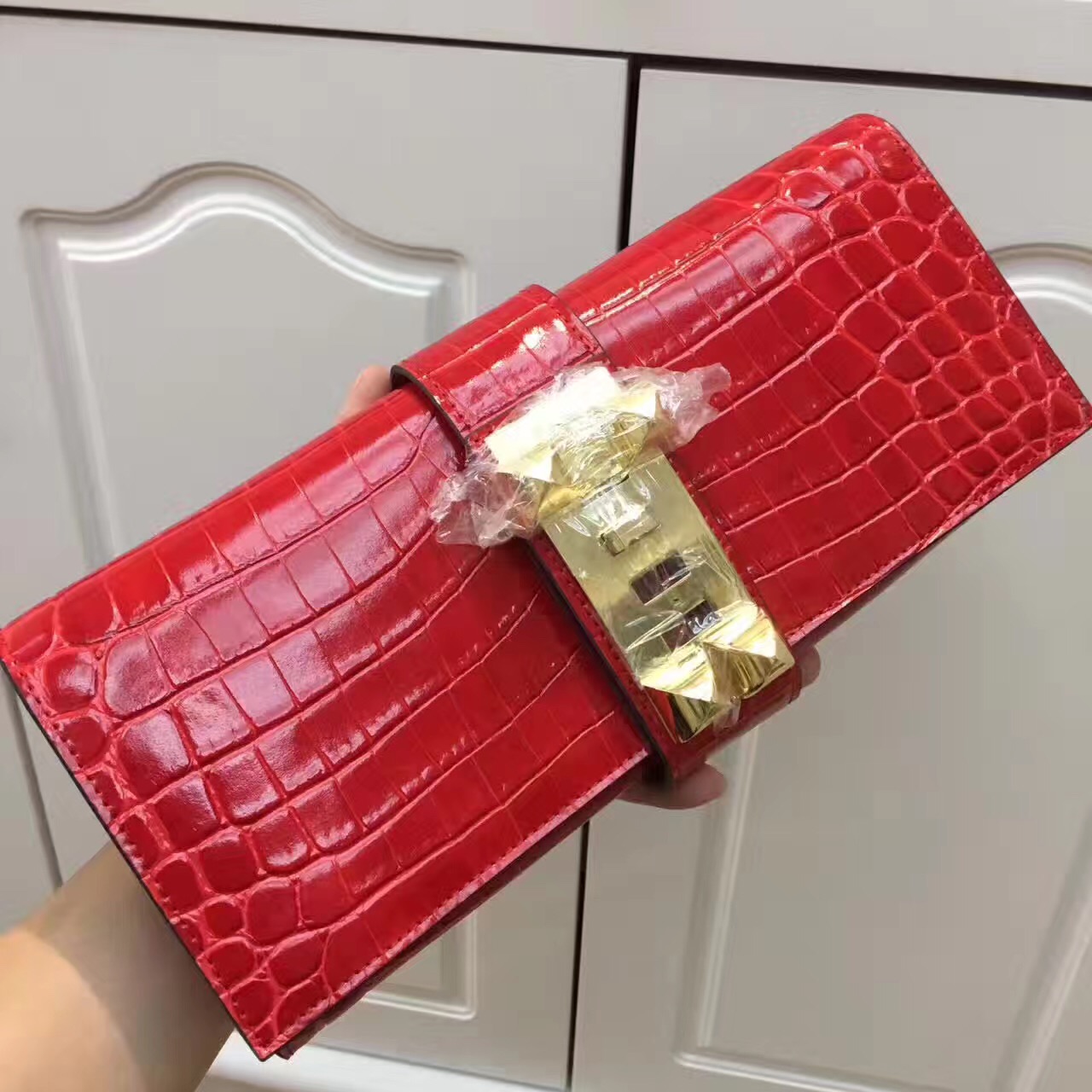 hermes red clutch