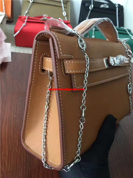 Hermes Mini Kelly 22cm Epsom Leather White Silver With Chain Strap Replica  Sale Online With Cheap Price