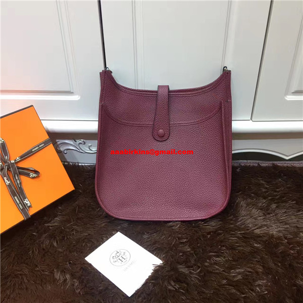 Evelyne leather crossbody bag Hermès Burgundy in Leather - 20156725