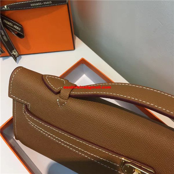 Kelly cut clutch leather clutch bag Hermès Brown in Leather - 8080001