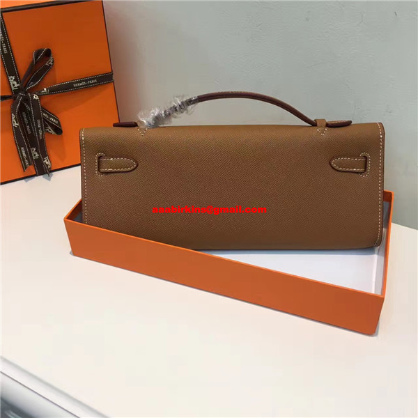 Kelly cut clutch leather clutch bag Hermès Brown in Leather - 8080001