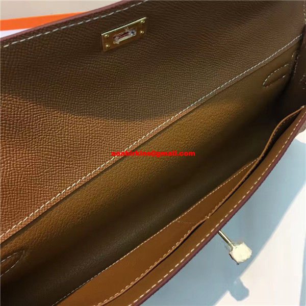 Kelly cut clutch leather clutch bag Hermès Brown in Leather - 8080001